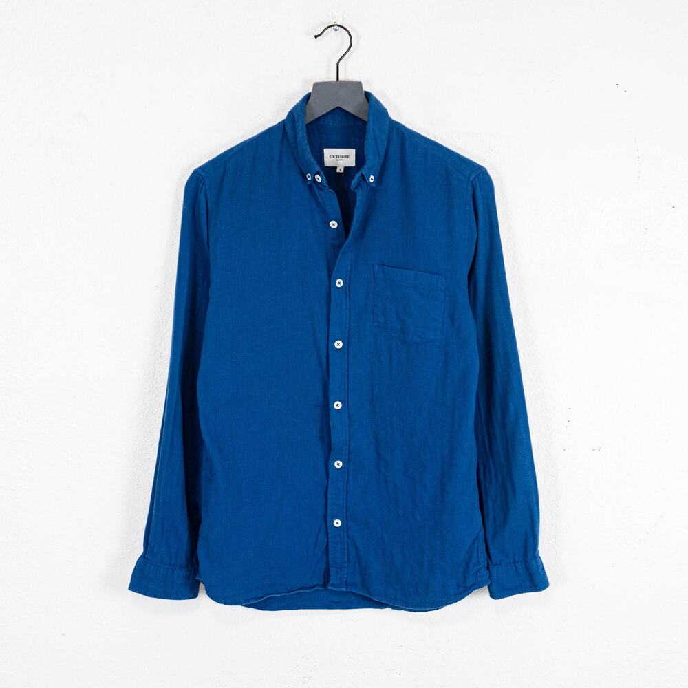 OCTOBRE Editions Button Down Shirt Blue cotton size Small